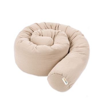 Protectie de pat tubulara, MiniMini, Muselina, Bej, 180 cm