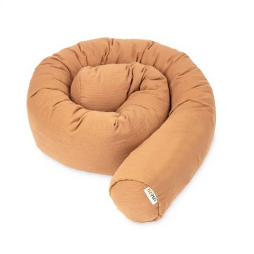 Protectie de pat tubulara, MiniMini, Muselina, Camel, 300 cm