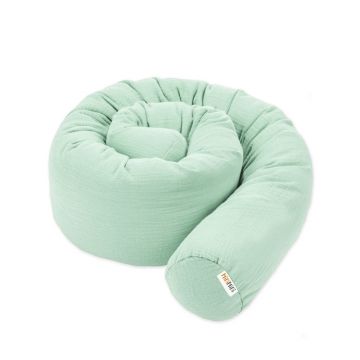 Protectie de pat tubulara, MiniMini, Muselina, Menta, 180 cm