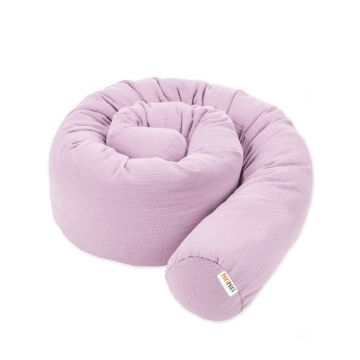 Protectie de pat tubulara, MiniMini, Muselina, Mov deschis, 180 cm