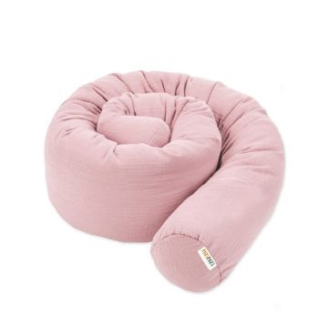 Protectie de pat tubulara, MiniMini, Muselina, Roz, 300 cm