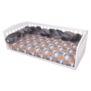 Protectie impletita pentru patut 180 cm Bumper din Velvet Cloudy Grey