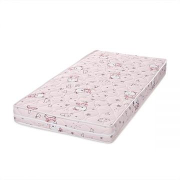 Saltea patut Lorelli Relax Pink Ballerina Bear 120x60x10 cm din spuma elastica cu husa detasabila din bumbac