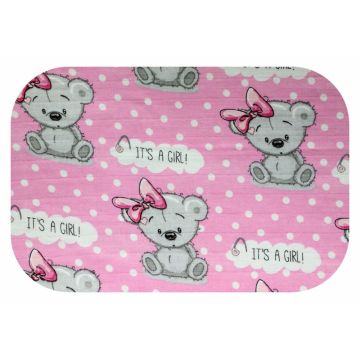 Scutec din bumbac tetra Lux 70x80 cm model Pink Bear