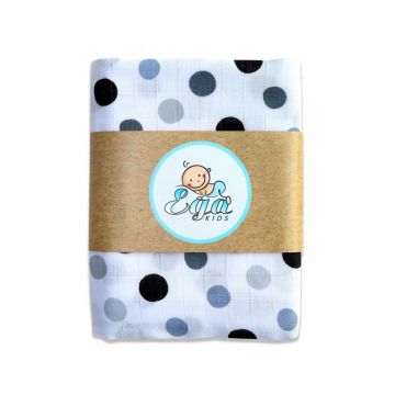 Scutec din muselina 120x120 cm Buline negre