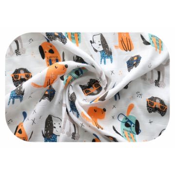 Scutec pentru bebelusi EgaKids, cu fibra din bambus, versatil, reutilizabil, dimensiune 60 x 60 cm, modelCute Dogs