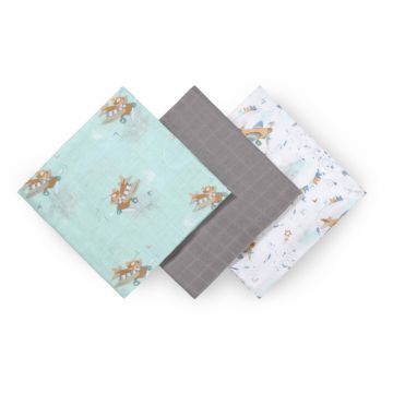 Set 3 scutece Babyono cu fibre bambus natural gri