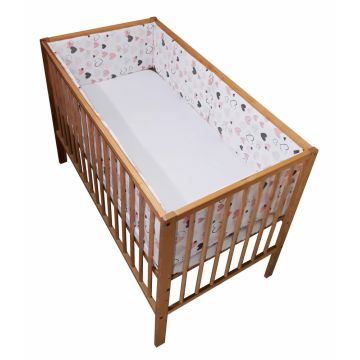 Set aparatori laterale pentru patut 120 x 60 cm  Hearts Pink