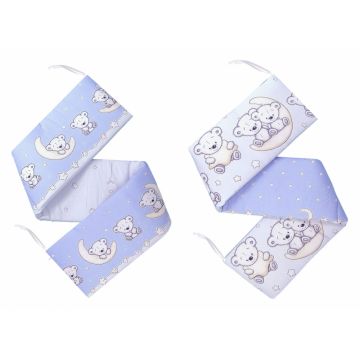 Set aparatori laterale pentru patut 120 x 60 cm Teddy on the Moon Blue
