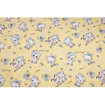 Set complet 7 piese lenjerie si aparatori patut 120x60 cm din bumbac model pisicute