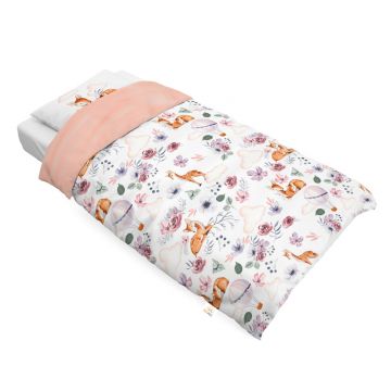 Set lenjerie de pat single din bumbac, Natura Roz pulbere, Little Amy, 90x120 cm