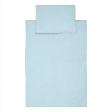 Set paturica si perna din muselina, 95 x 65 cm, Little Amy, Albastru deschis