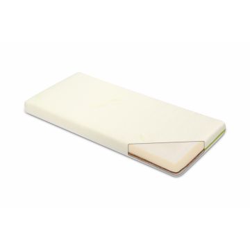 Set patut copii Nichiduta Mini Cot White cu laterala culisanta,somiera reglabila pe 4 nivele de inaltime,Roti cu blocare si Margini rotunjite + Saltea Sensillo spuma-cocos 7cm cu husa din tesatura cu Aloe Vera