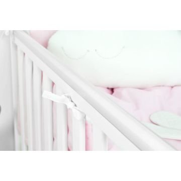 Set Patut din lemn 120x60 cm Nichiduta Dominic Alb + Saltea cu husa detasabila din microfibra 12 cm grosime Nichiduta Cocos Comfort +