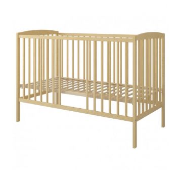 Set Patut din lemn pana la 4 ani cu somiera reglabila pe 3 nivele de inaltime Nichiduta 120x60 cm Grace Natur + Saltea cu husa detasabila din microfibra 10 cm grosime Nichiduta Cocos Comfort +