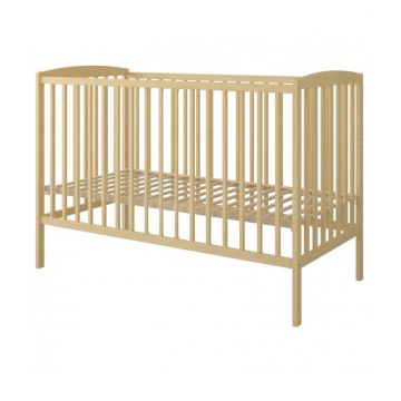 Set Patut din lemn pana la 4 ani cu somiera reglabila pe 3 nivele de inaltime Nichiduta 120x60 cm Grace Natur + Saltea cu husa detasabila din microfibra 12 cm grosime Nichiduta Cocos Comfort +