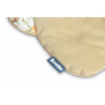 Set pernuta si pilota pentru caruciorlandoupatut copii Sensillo Teddy Square Beige cu doua fete bumbaccatifea, Umplutura silicon lyocell antialergic, Perna cu urechiuse, Recomandat de la nastere