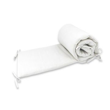 Aparatoare pentru patut Qmini Cream, din muselina dubla, 180x30 cm, cu panglici