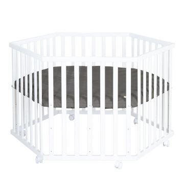 Țarc pentru copii alb cu înălțime reglabilă/cu roți – Roba