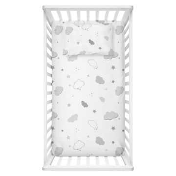 Cearceaf pentru copii alb din bumbac ranforcé pentru pătuț 100x150 cm Bulut – Mijolnir
