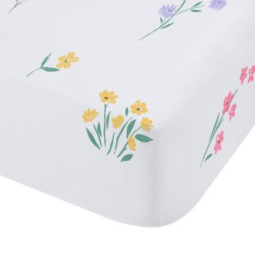 Cearceaf pentru copii alb pentru pătuț cu elastic 70x140 cm Bunny Tails Ditsy Flowers – Catherine Lansfield