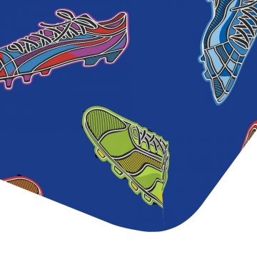Cearceaf pentru copii albastru pentru pat dublu cu elastic 135x190 cm Bright Football – Catherine Lansfield