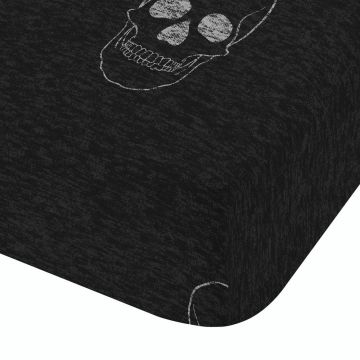 Cearceaf pentru copii gri închis pentru pat dublu cu elastic 135x190 cm Skulls – Catherine Lansfield