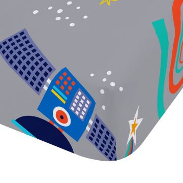 Cearceaf pentru copii gri pentru pătuț cu elastic 70x140 cm Lost In Space – Catherine Lansfield