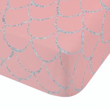 Cearceaf pentru copii roz pentru pat dublu cu elastic 135x190 cm Mermaid – Catherine Lansfield