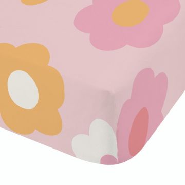 Cearceaf pentru copii roz pentru pat dublu cu elastic 135x190 cm Retro Daisy – Catherine Lansfield