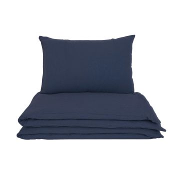 Lenjerie de pat cu 2 piese din muselina, Little Amy, Bleumarin, 100x135 cm