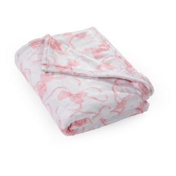 Pătură albă-roz din micropluș/cocolino 200x240 cm Bow – Catherine Lansfield