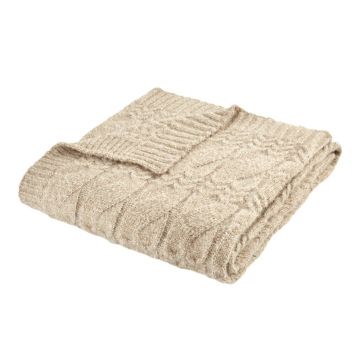 Pătură bej tricotată 150x200 cm Cable Knit – Bianca