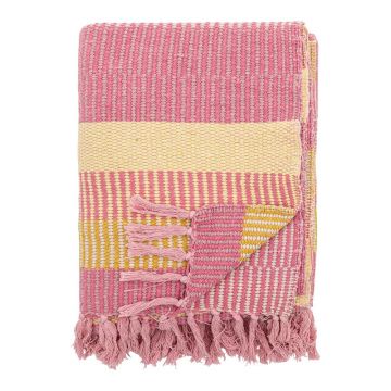 Pătură galbenă/roz din bumbac reciclat 130x160 cm Isnel – Bloomingville