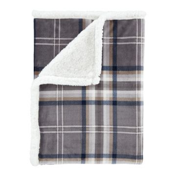 Pătură gri din sherpa 130x170 cm Kelso Check – Catherine Lansfield