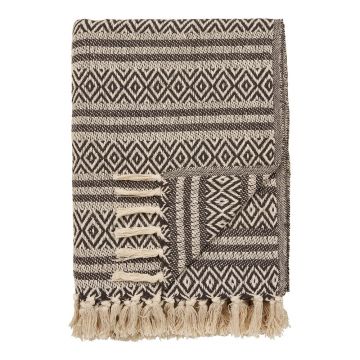 Pătură maro din bumbac reciclat 130x180 cm Adana – House Nordic