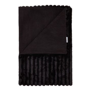 Pătură neagră din micropluș/cocolino 130x170 cm Cosy Ribbed – Catherine Lansfield