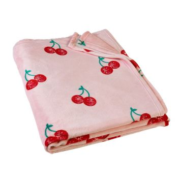 Pătură roz din micropluș/cocolino 200x240 cm Disco Cherries – Catherine Lansfield