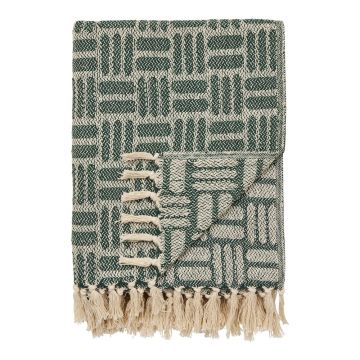 Pătură verde din bumbac reciclat 130x180 cm Adana – House Nordic