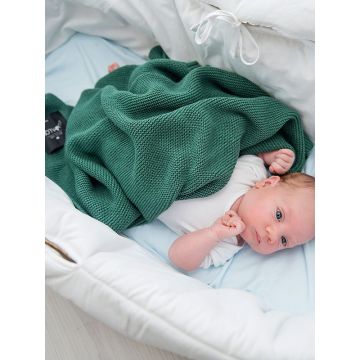 Paturica crosetata din bambus si bumbac Verde 80x100 cm