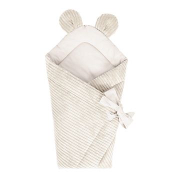 Păturică de înfășat bej din catifea reiată 35x65 cm – Meowbaby