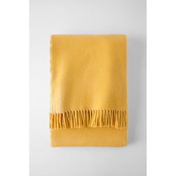 Pled din amestec de bumbac Euromant Basics, 140 x 180 cm, galben