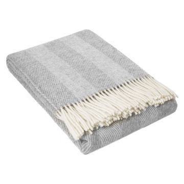 Pled din lână LANZARETTI Prime, 140 x 200 cm, gri deschis