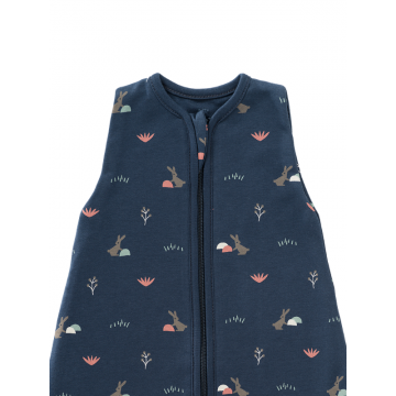 Sac de dormit cocon din bumbac organic 0-3 luni model Rabbit Mood Indigo