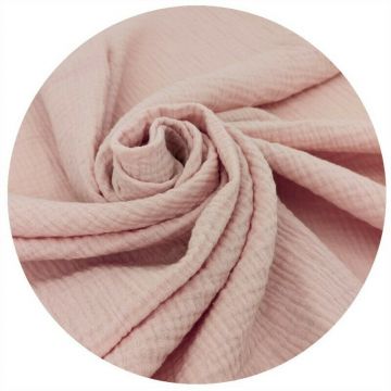 Sac de dormit Qmini Powder Pink cu fermoar, de iarna, din muselina dubla, 70 cm