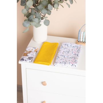 Set 3 piese pentru bebelusi din muselina Sensillo Trio Forest EG-0104 cu paturica,scutec si prosopel 120x120 cm60x80 cm38x38 cm,material bumbac moale si absorbant