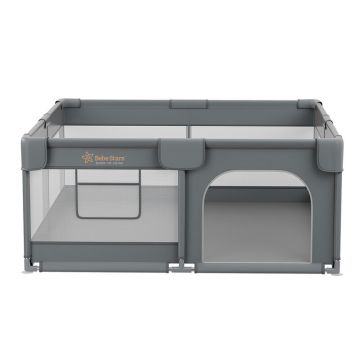 Tarc de joaca pentru bebelusi, Bebe Stars, Playzen, 150x150 cm, Gri