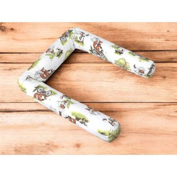 Aparatoare pentru patut Qmini Fox on bikes Natural, tip rulou, cu husa detasabila, lungime 180 cm, din bumbac
