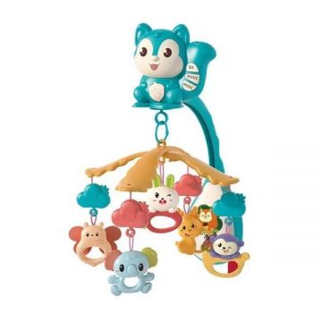 Carusel muzical cu proiectii si telecomanda Veverita albastru