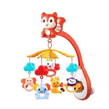 Carusel muzical cu proiectii si telecomanda Veverita - orange